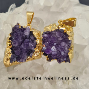 Amethyst Anhänger galvanisiert Gold