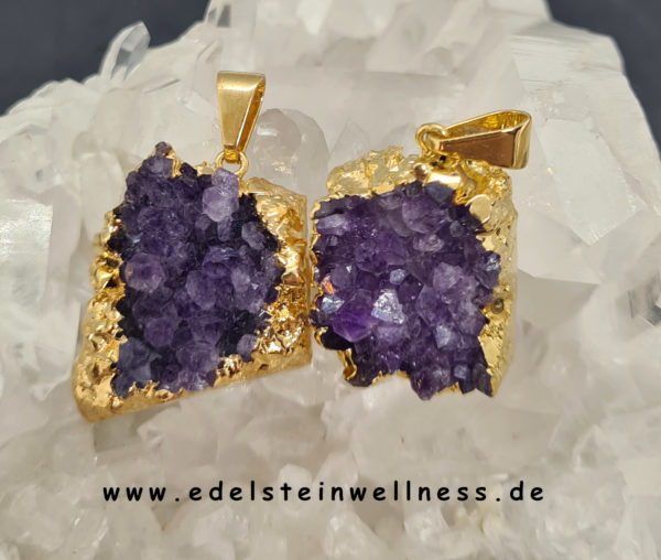 Amethyst Anhänger galvanisiert Gold