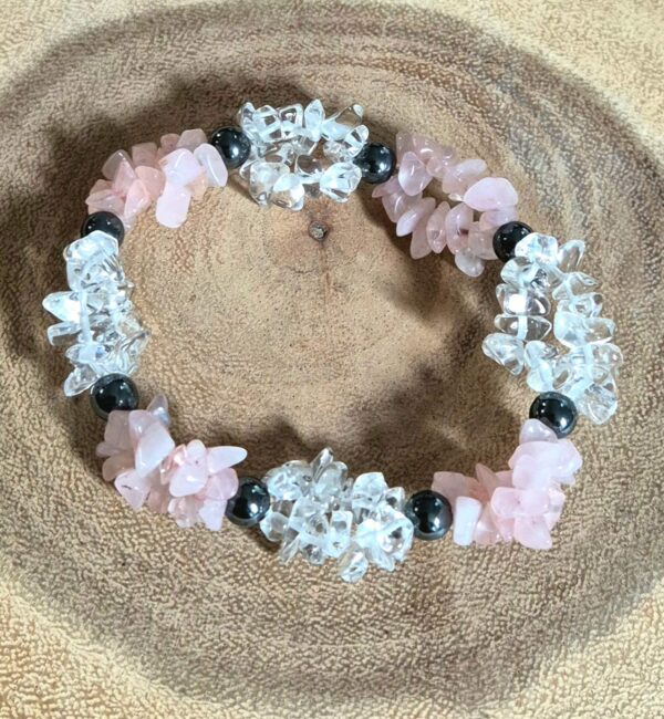Rosenquarz Bergkristall Armband